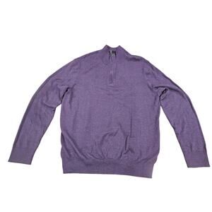 Jos A Bank Traveler 100% Merino Wool Quarter Zip Sweater Purple